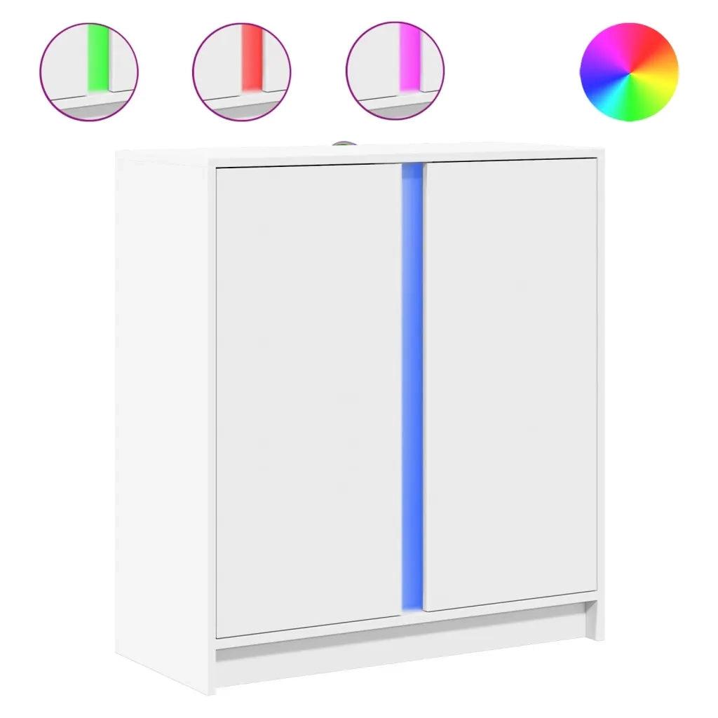 Credenza con LED-Buffet-Armadio da cucina Bianca 77x34x85 cm in Legno Multistrato