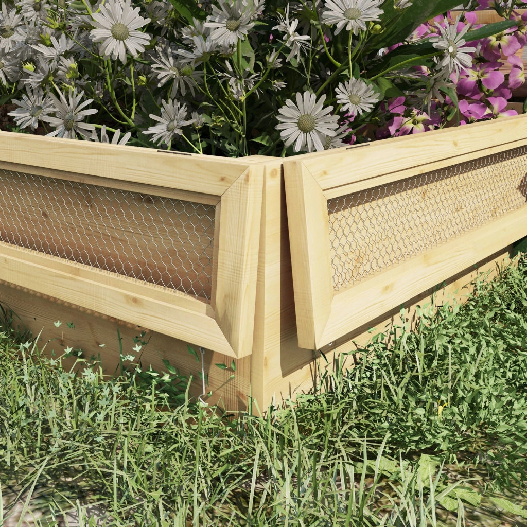 Hochbeet con traliccio 2 in 1 in legno naturale, fioriera rialzata da esterno 183 x 98,5 x 95 cm
