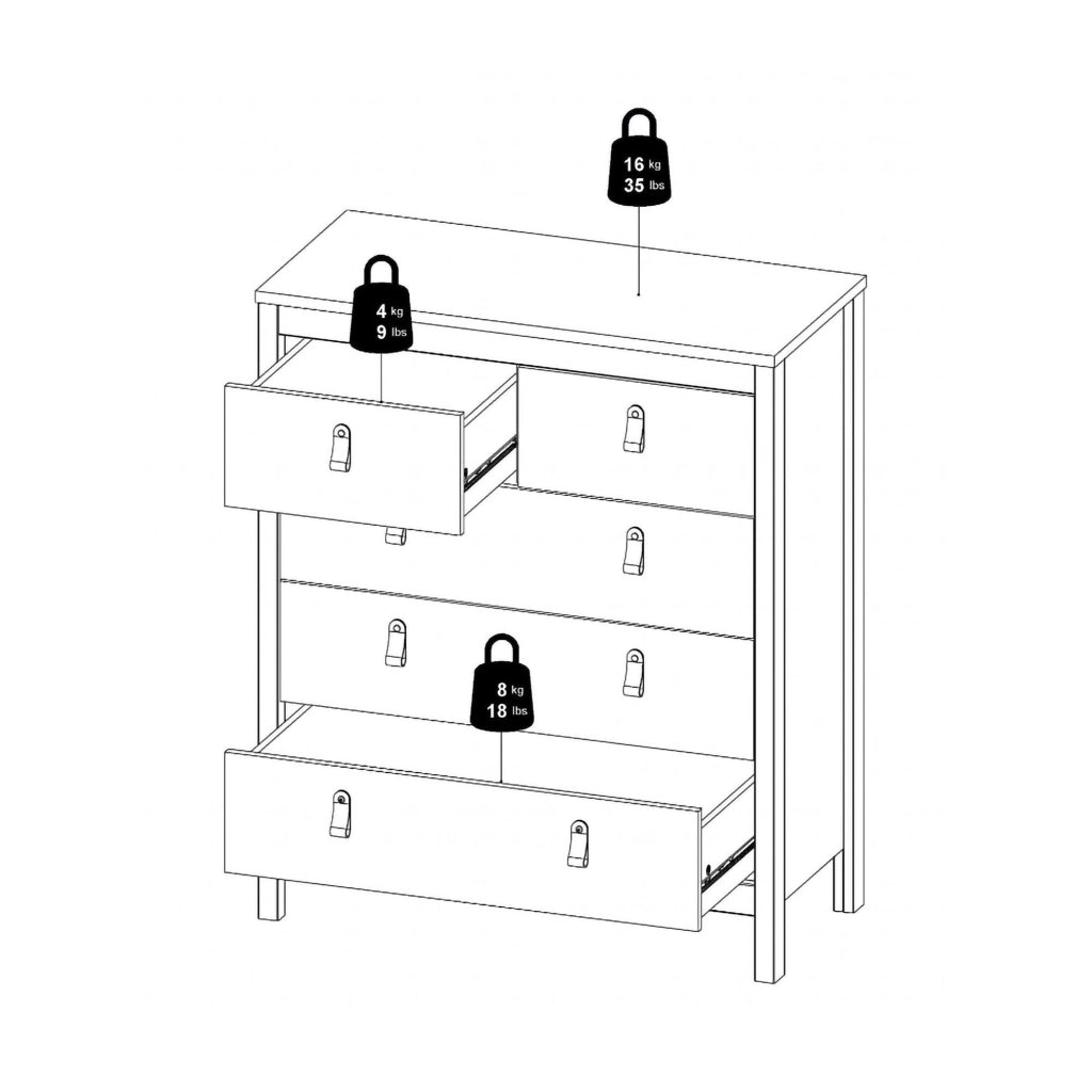 Cassettiera Nicholas, Settimino multiuso, Comò camera da letto, Mobile con cassetti, 82x38 h99 cm, Nero
