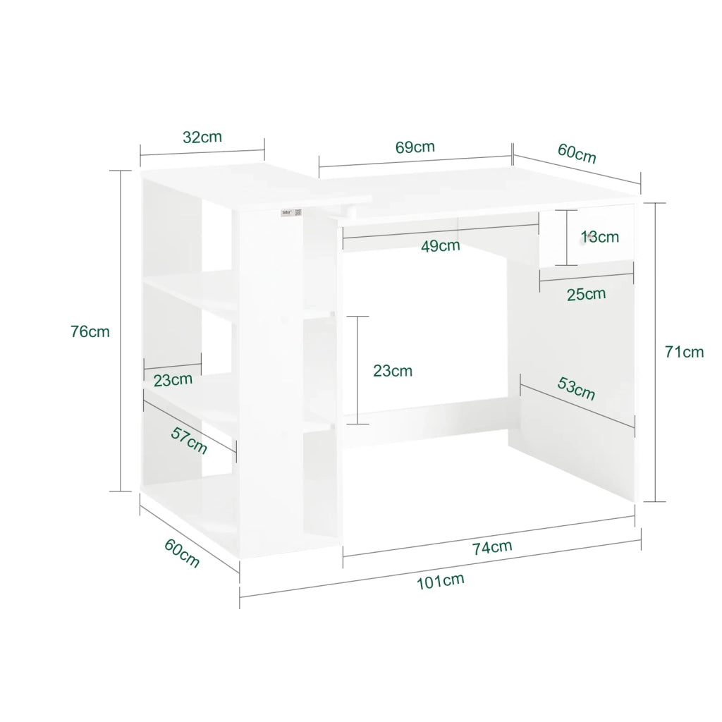 Scrivania,Porta PC,Tavolo per Computer ,con cassetto e tre ripiani,,bianco,FWT35-W