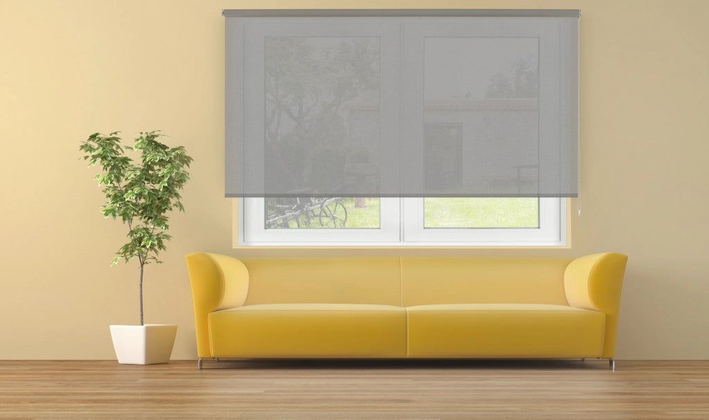 VIEWTEX Tenda a rullo traslucida Cotone (Cotone riciclato) Grigio 120 X 250cm - Made in Europe - 5 anni di garanzia