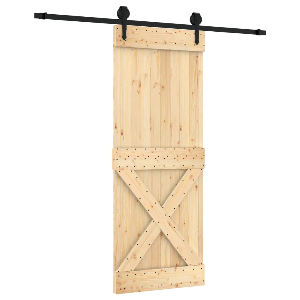 Porta scorrevole Naturale e Nero 80 x 210 cm 3445165