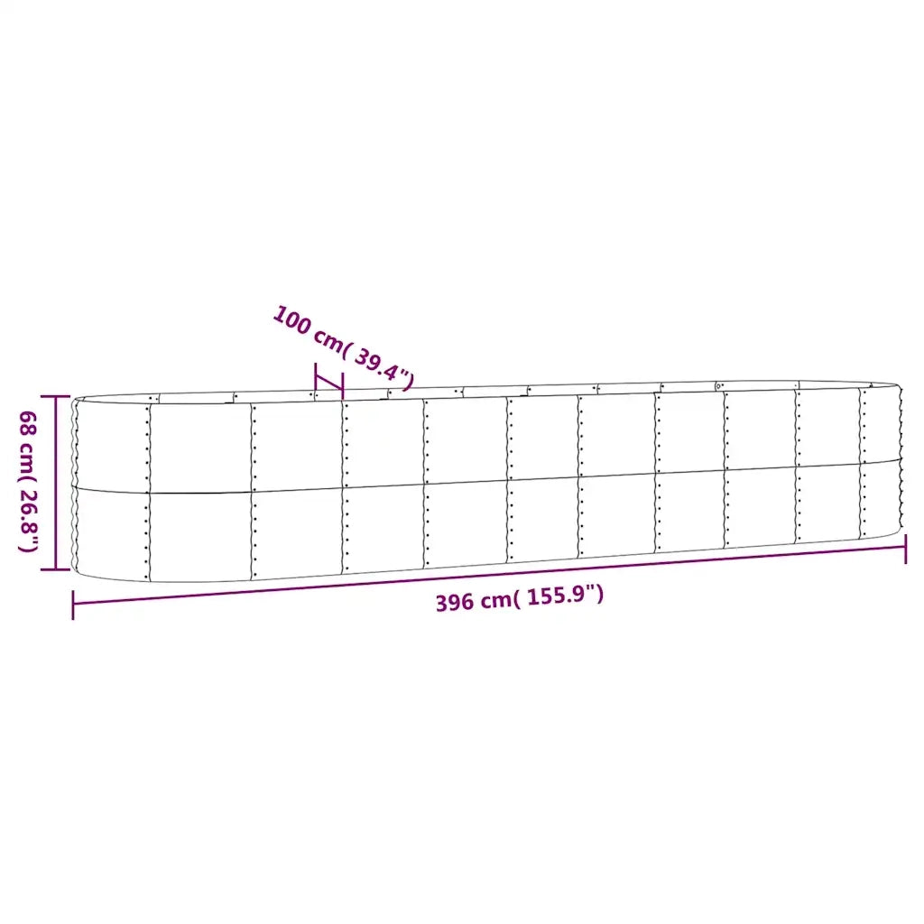Fioriere | Cassetta per fiori | Letto da Giardino in Acciaio Zincato 396x100x68 cm Antracite