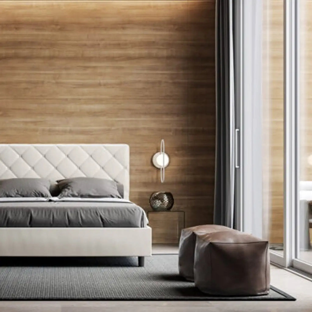 Letto matrimoniale con rete imbottito 160x210 similpelle bianco Priya