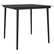 Tavolo da Giardino | Tavolino da esterno Nero 80x80x74 cm in Acciaio e Vetro