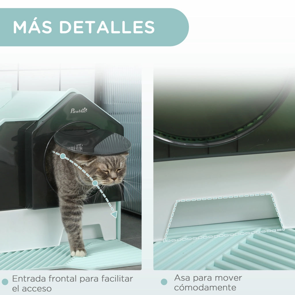 Casetta per Gatti Chiusa con Vassoio Estraibile Pala e Filtro Deodorante ¨C Zephmum ¨C 47x45x42 Turchese