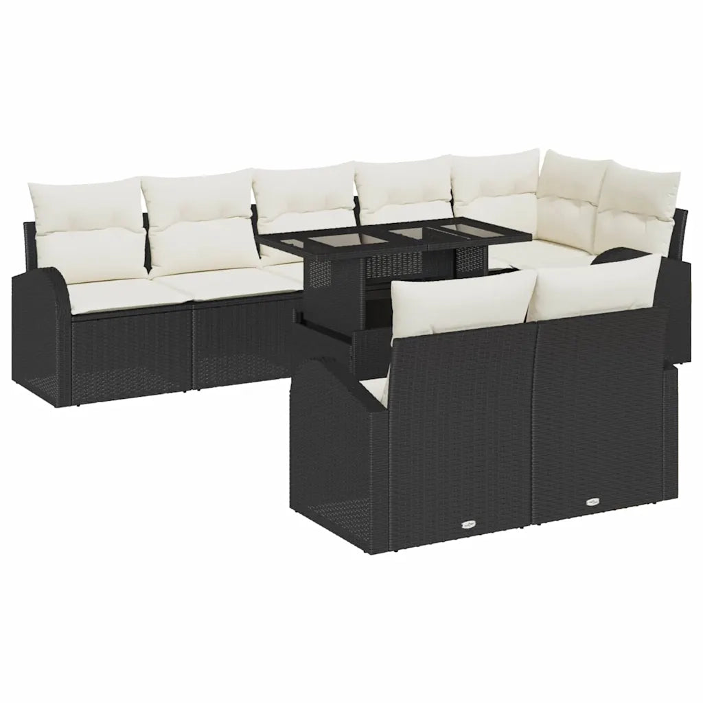 Set Divano da Giardino con archiviazione 9 pcs Nero Poly Rattan 3357400