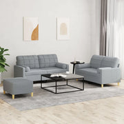Set Divani 3 pz con Cuscini Grigio Chiaro in Tessuto 3201298