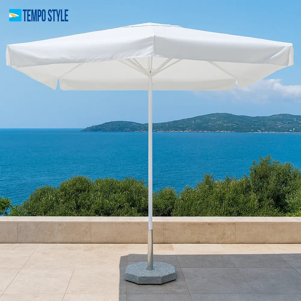 Tempo Style - Ombrellone per esterni Vomero con telo bianco e palo bianco lucido 3 x 3 m