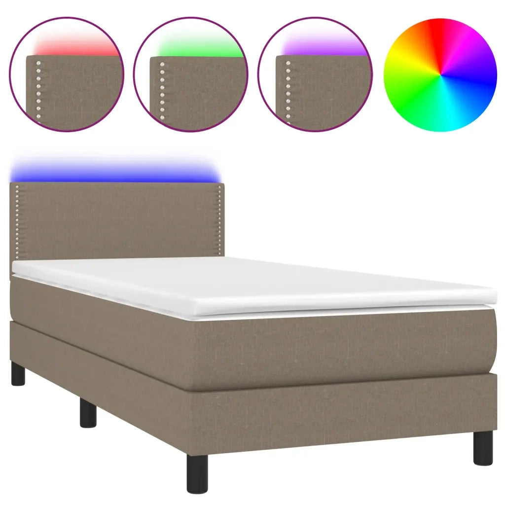Letto a Molle con Materasso e LED Tortora 90x190 cm in Tessuto cod mxl 33481