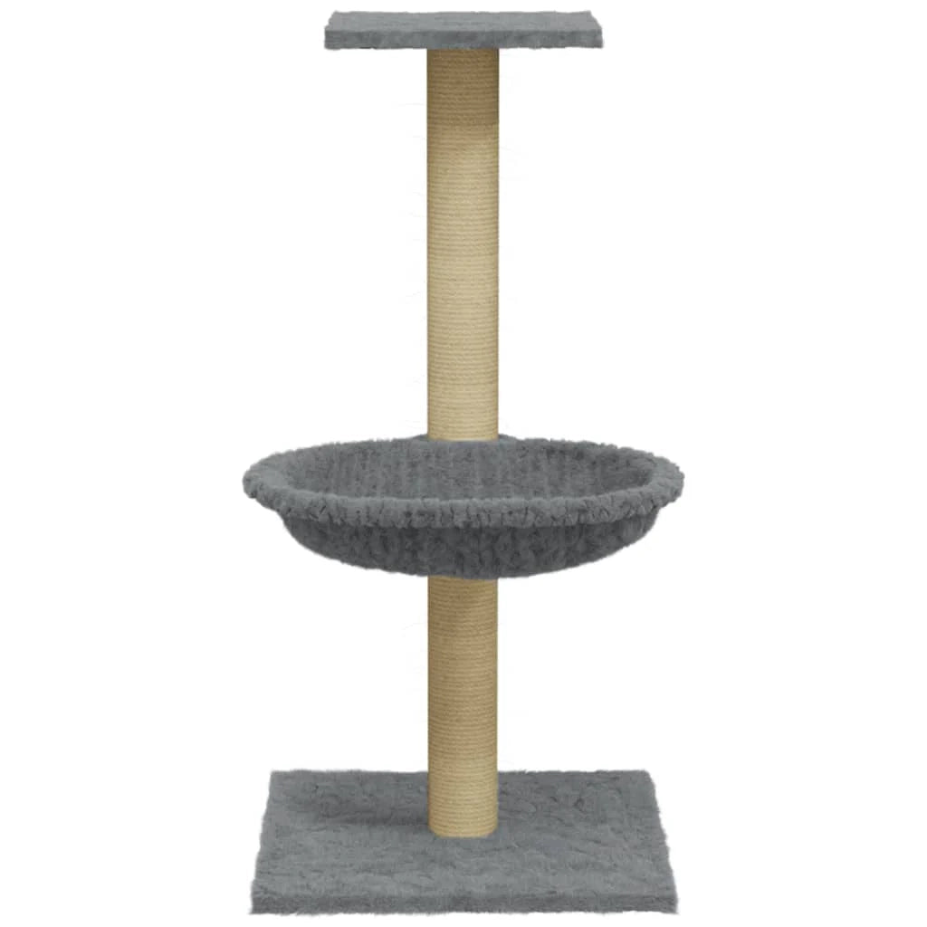 Tiragraffi per gatti torre per arrampicata giocattolo piattaforma per arrampicata con tiragraffi in sisal leggero 74 cm grigio 02_0022441