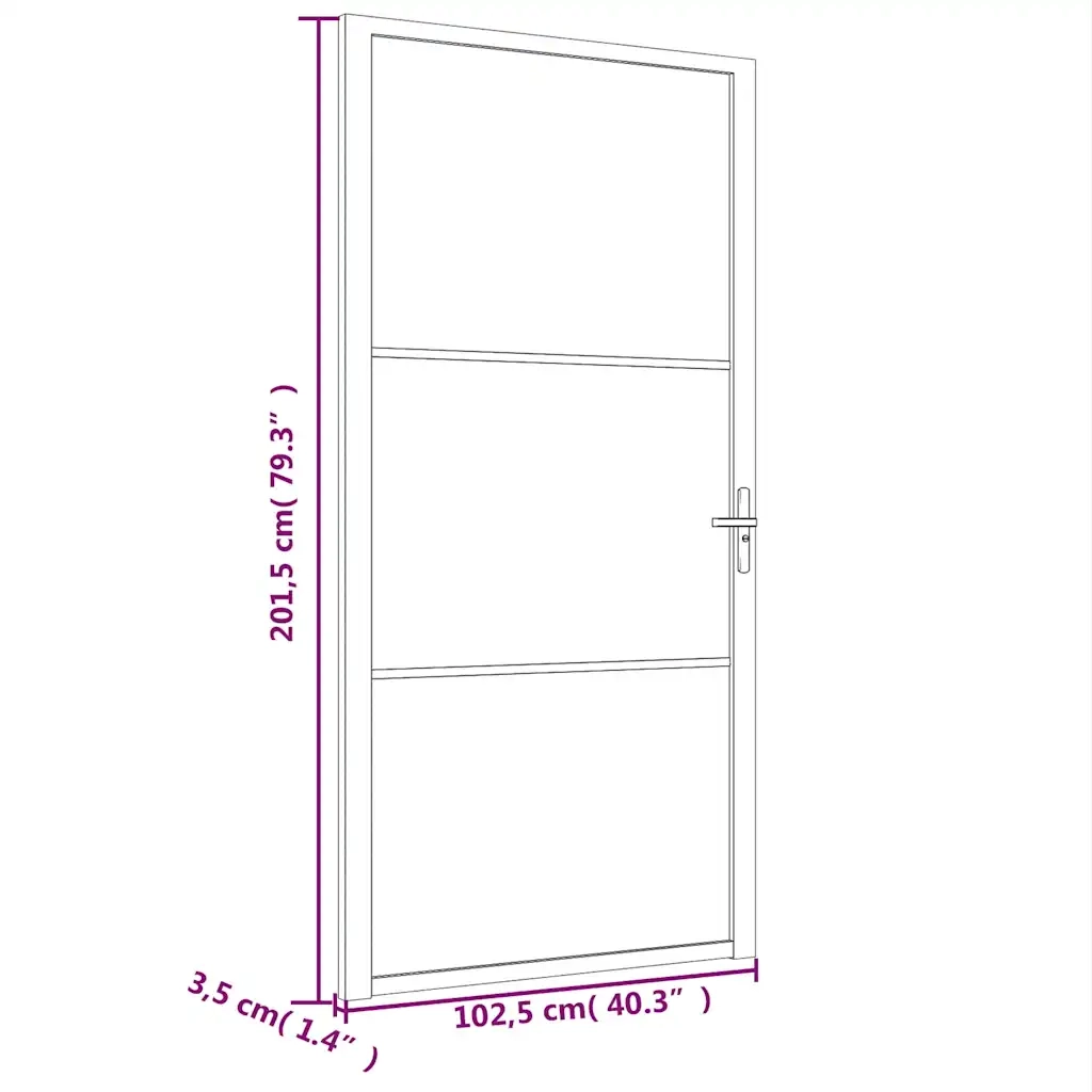 Porta Interna 102,5x201,5 cm Bianca in Vetro ESG e Alluminio 350571
