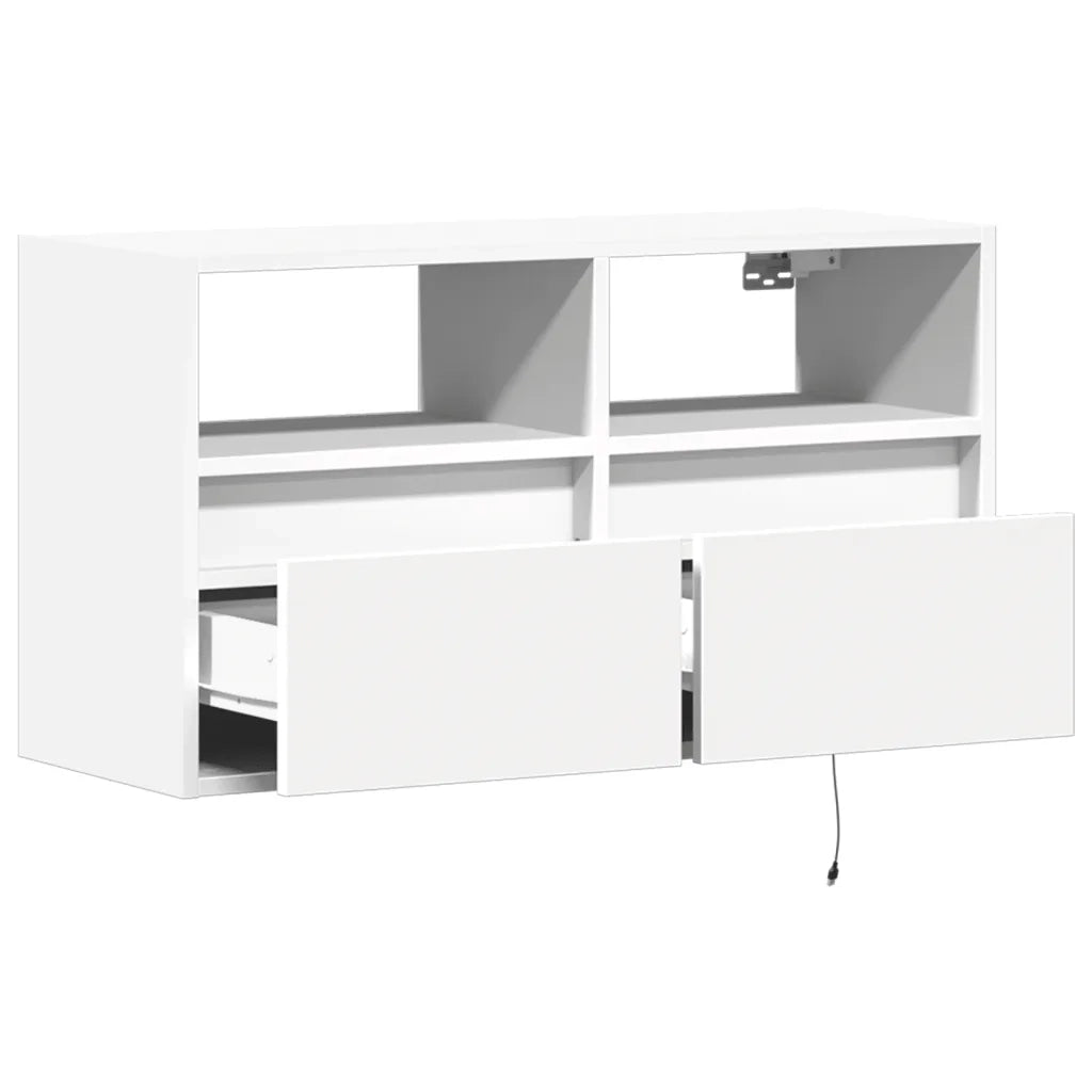 Mobile TV a Parete con Luci LED Bianco 80x31x45 cm