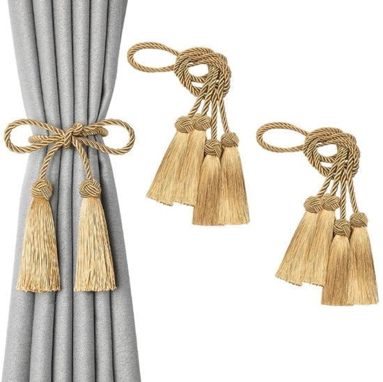 Tie Backs per Bambù - 2 Pezzi - Accessori per Tende - Drappeggiatori a Spago - Drappeggiatori a Spago a Doppia Faccia - Drappeggiatori a Spago per Tende Tie Backs - Drappeggiatori a Spago Handicraft - Drappeggiatori a Spago Fatto a Maglia