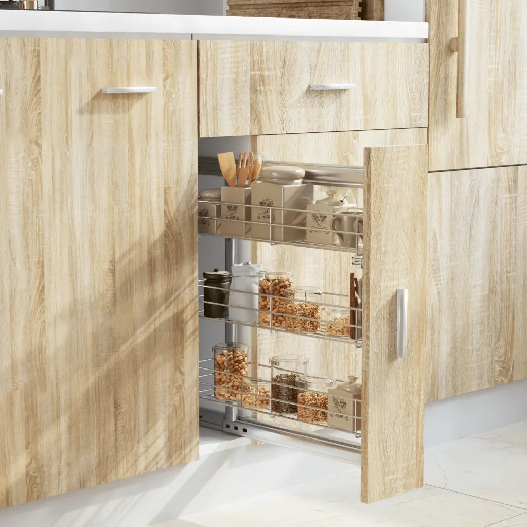 Cestino da Cucina in Rete a 3 Livelli Argento 47x15,5x55,5 cm 50968
