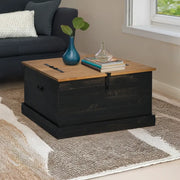 Cassapanca HALDEN Nero 91x91x47 cm in Legno Massello di Pino 4018408