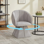 Poltrona girevole 360° in ciniglia grigia; 56x54x74;5 cm; con schienale alto e braccioli