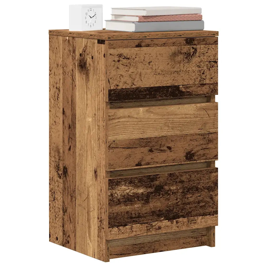 Comodino con 3 Cassetti Legno Antico 39x35x65 cm