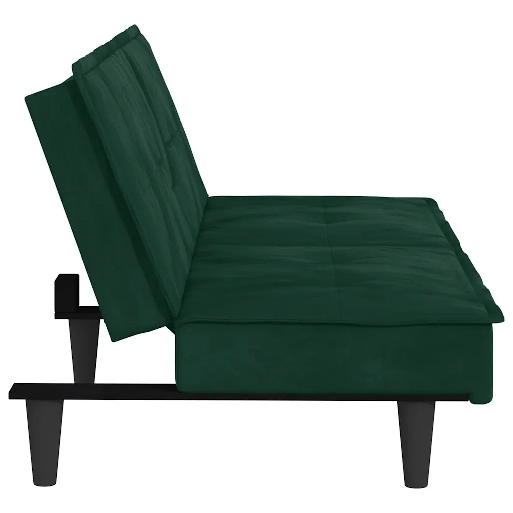 Divano letto | Sof¨¤ letto | Letto singolo con Portabicchieri in Velluto Verde Scuro