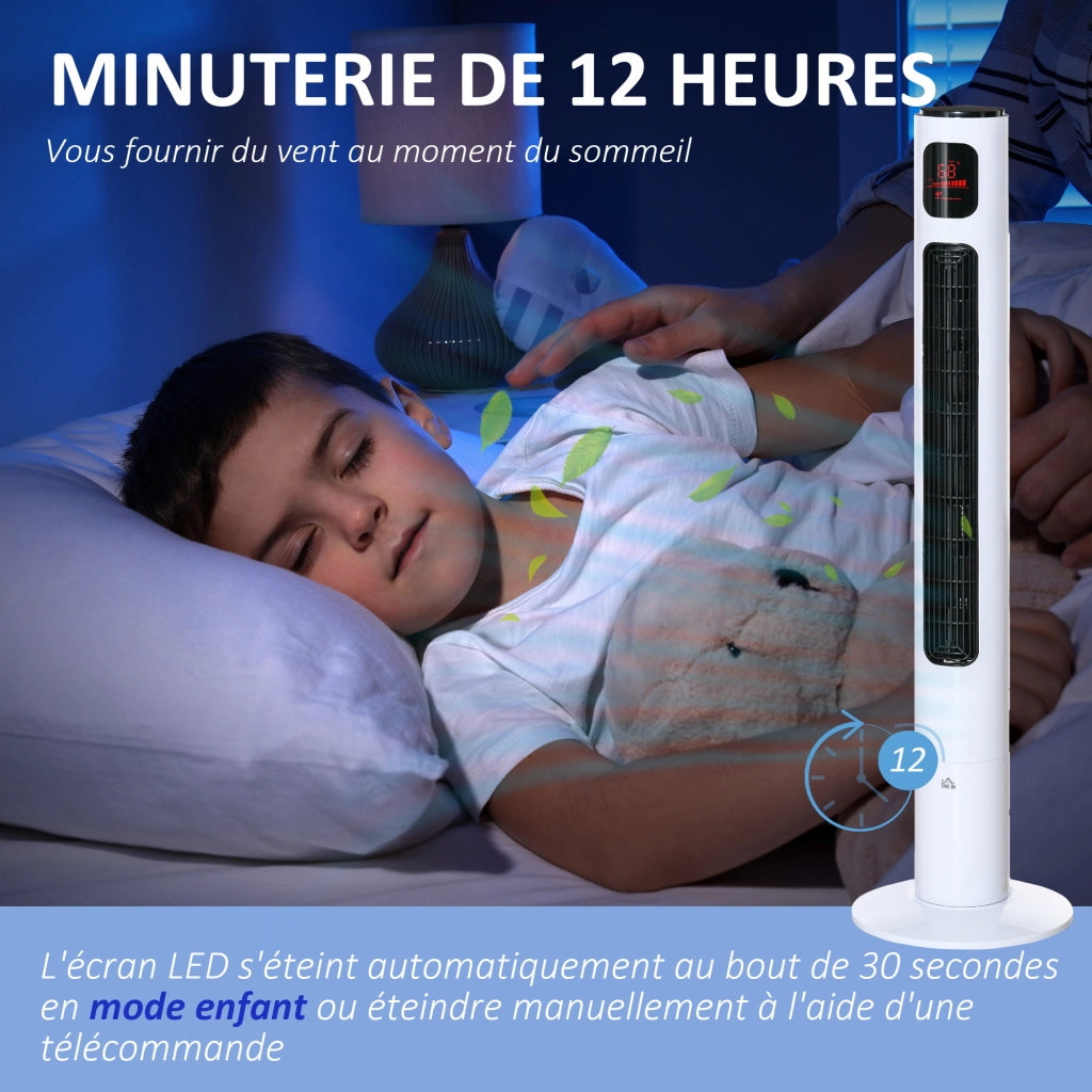 Ventilatore a colonna ¨C zephmum ¨C oscillante 70¡ã, timer 12h, telecomando, LED, 45W, bianco