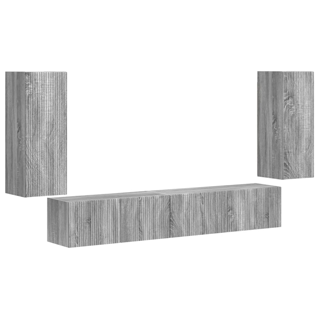 Set mobile TV 4 pz-Credenza per TV Grigio Sonoma Legno multistrato 638840