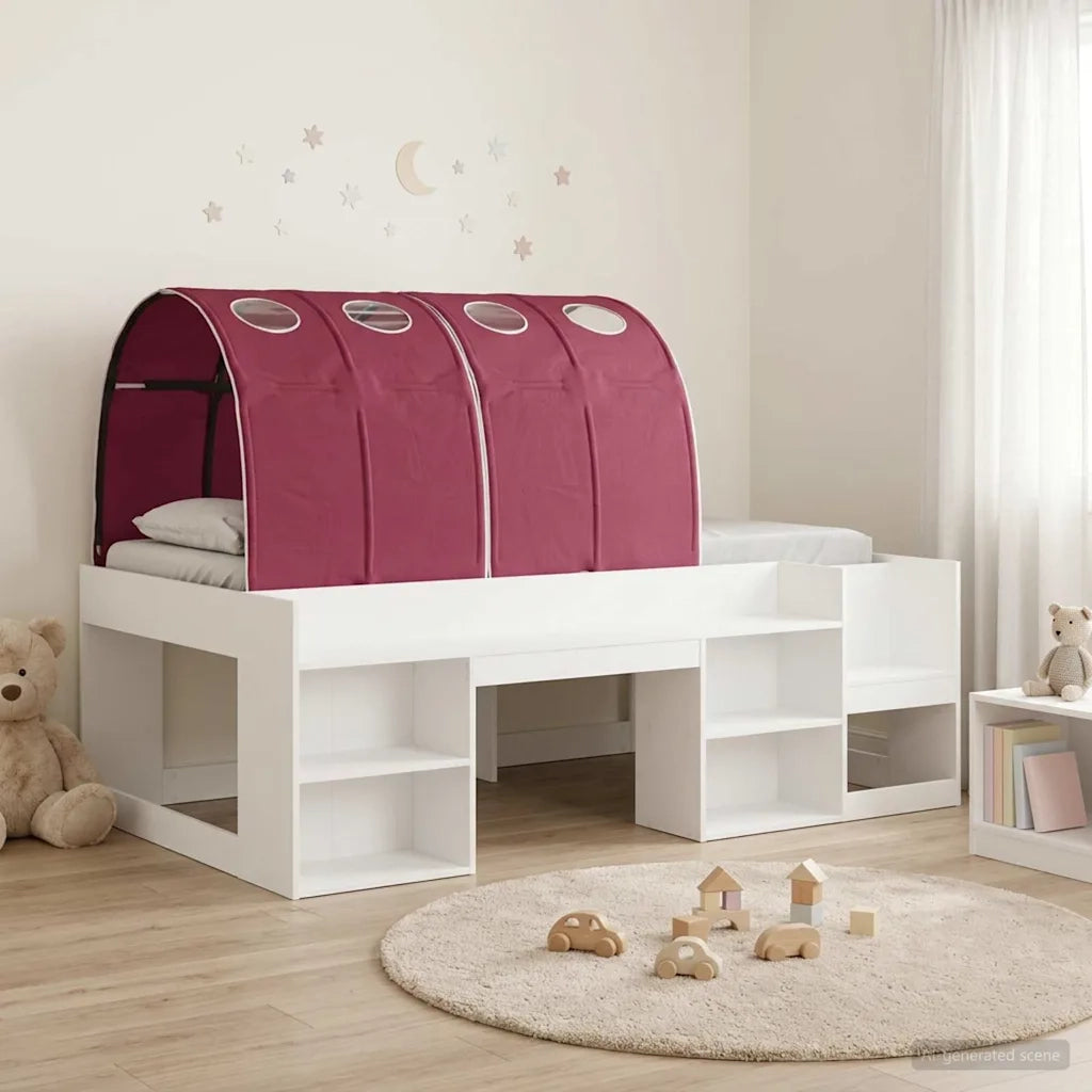 Letto con Tunnel 3 pcs Bianco e Rosso Legno ingegnerizzato 3423609