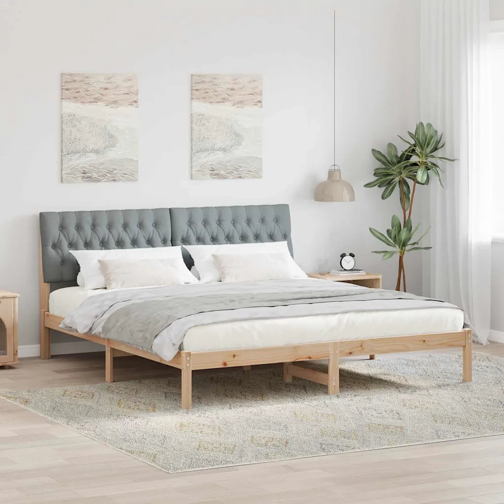 Letto con Testiera Rivestita con testiera Marrone 180 x 200 cm 3394383