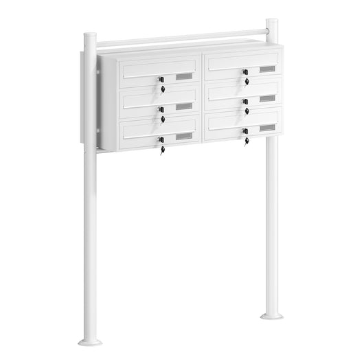 Cassetta postale condominiale autoportante 6 posti, bianco, 2 moduli 945 x 270 x 1200 mm