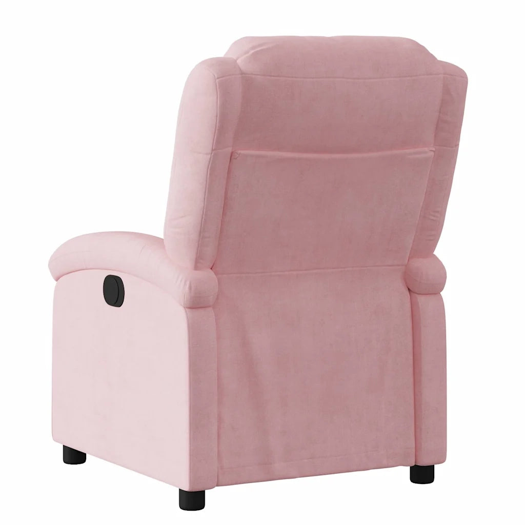 Poltrona Elettrica Reclinabile Massaggio in Velluto Rosa 3204282