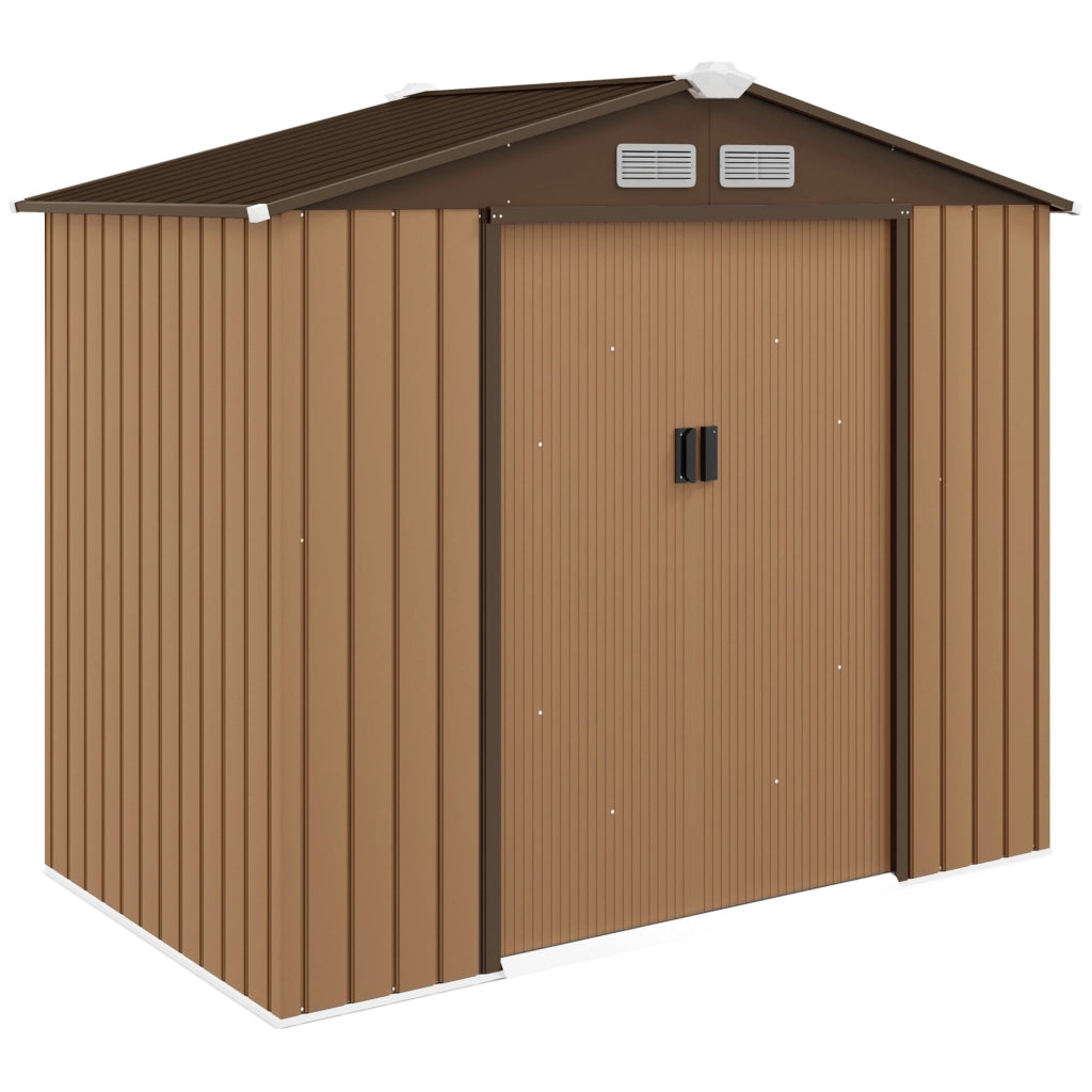 RIPOSTIGLIO DA GIARDINO 213x130x185 cm Acciaio Marrone 2 porte scorrevoli