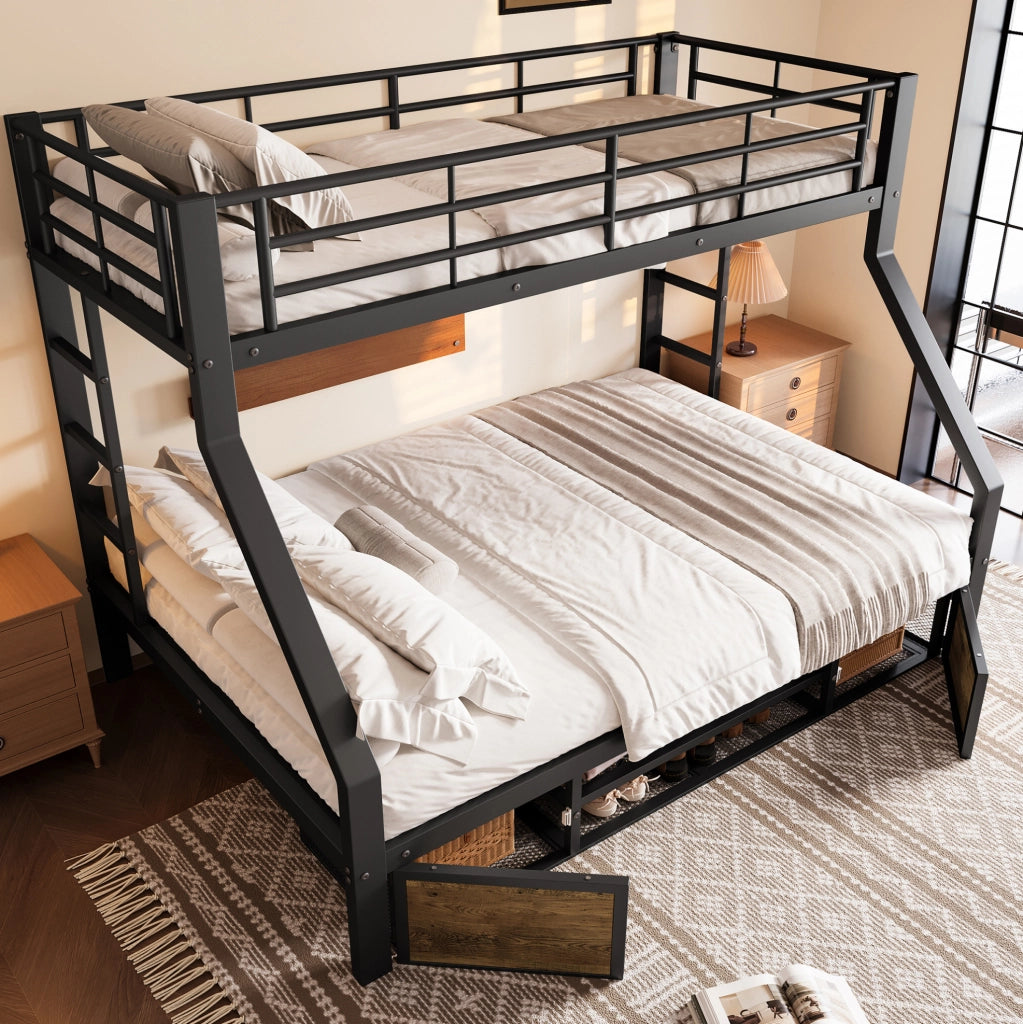 Letto a castello per bambini 90x200/140x200 cm nero