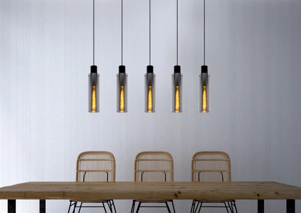 Lampadario Lucide Orlando 5xE27 nero metallo/vetro