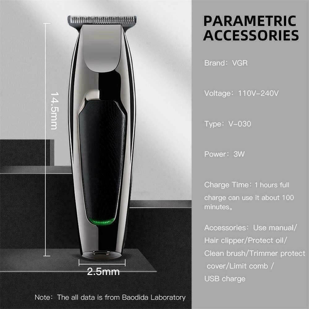 Rasoio Taglia Capelli Elettrico Regola Barba Ricaricabile Usb 5 Pettini V-030