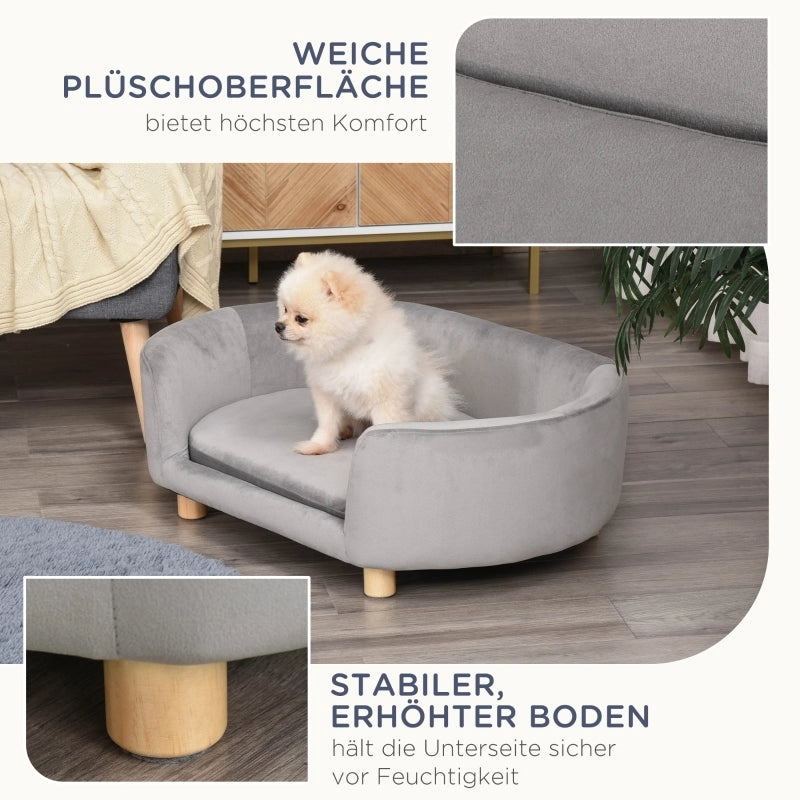 DIVANO PER ANIMALI 86 x 55 x 33 cm Velluto Grigio per cani e gatti piccoli