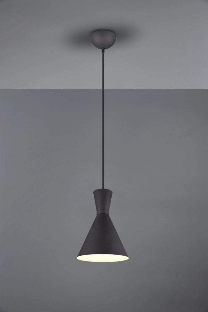 ENZO SOSPENSIONE 1 LUCE ATTACCO E27 DOPPIO CONO METALLO ANTRACITE D. 20CM