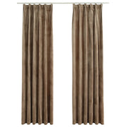 Tende Oscuranti | Tende Blackout con Ganci 2 pz Beige in Velluto 140x245 cm