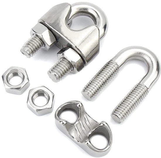 Fermo Cavo da 10 pezzi - M4 U-Bout - Acciaio Inox - Solido e Duraturo - Antiscivolo - Resistente all'Umidità - Fermo Cavo