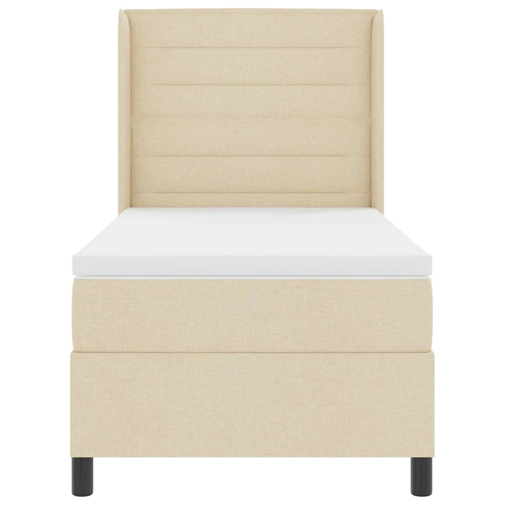Letto a molle con materasso Crema 200 x 100 cm Tessuto 3341572