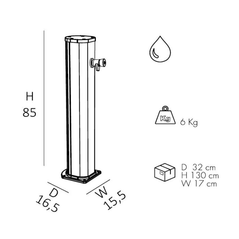 Fontana In Alluminio Con Rubinetto Porta Gomme Colore Antracite Cv-A695/7016