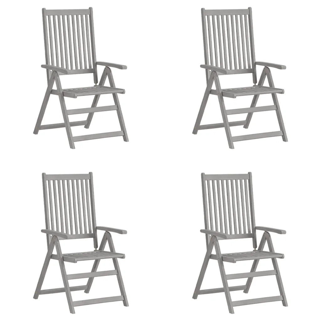 Sedie Reclinabili da Giardino 4 pz Grigie in Massello di Acacia cod mxl 9955