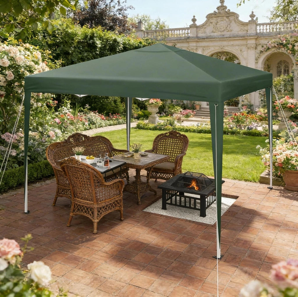 Gazebo pieghevole 3 x 3 m verde con altezza regolabile