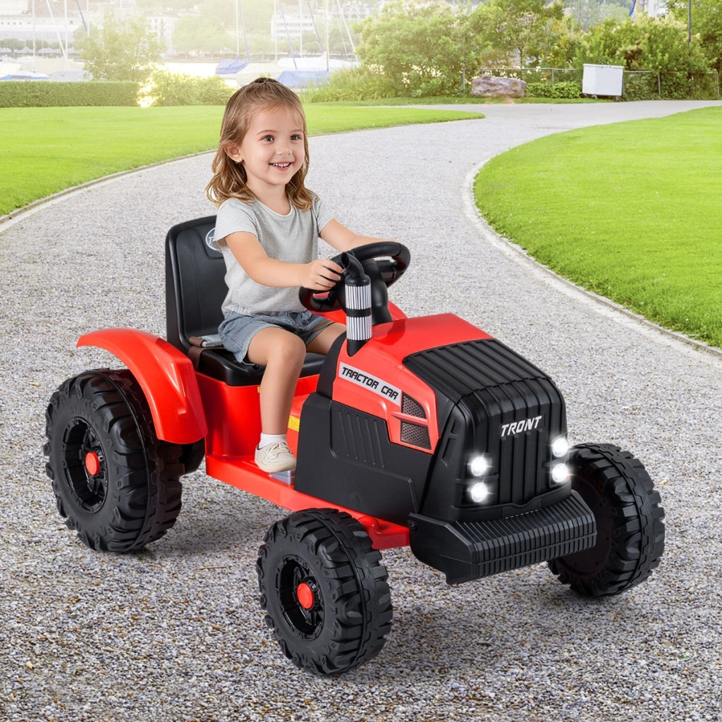 Trattore a pedali elettrico 24v per bambini veicolo con rimorchio staccabile, Trattore pedali per bambini partenza morbida Rosso-Macchinine giocattoli