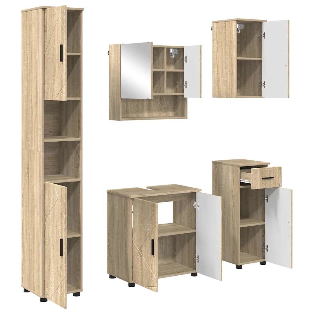 vidaXL Set di mobili per il bagno 5 pcs rovere sonoma 61 x 35 x 64 cm
