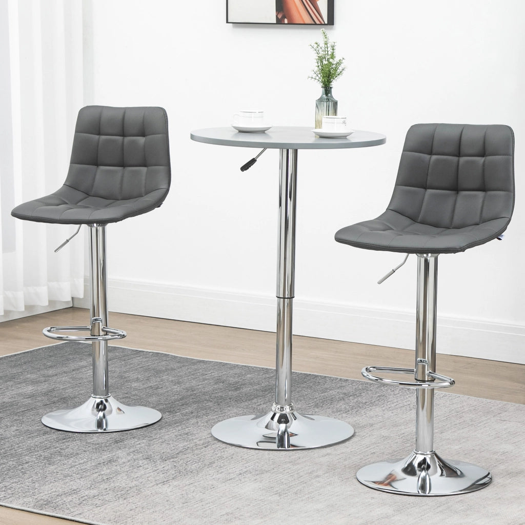 Sgabello da Bar Girevole ¨C Xylo ¨C Similpelle Grigio con Schienale e Poggiapiedi 42x45x89-110cm