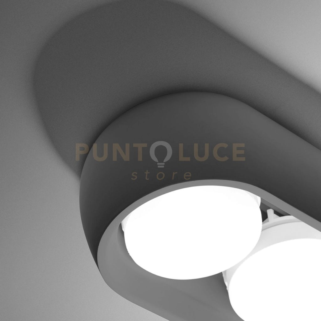 MYSIA lampada da Soffitto 2 Luci attacco GX53 Grigia RAL 7039 in gesso 20x11cm