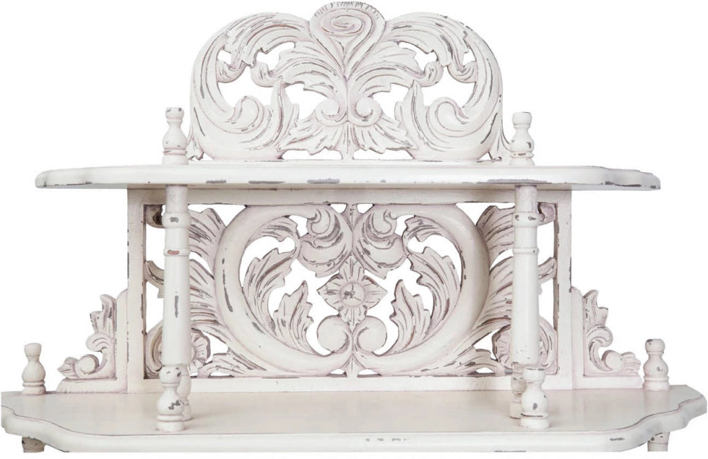 Biscottini Etagere in legno massello di mogano finitura bianca anticata 100x39x190 cm