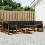 Set di divani da esterno con cuscino 8 pcs Naturale e Nero 3381840