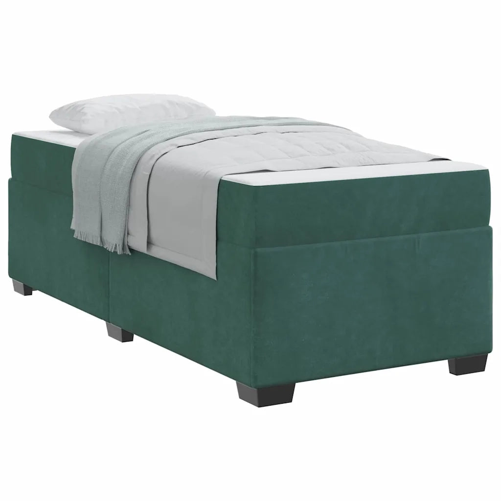vidaXL Struttura letto con materasso Verde scuro 90 x 190 cm Velluto