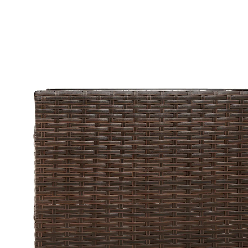 Divano da Giardino con Tavolo e Cuscini a L Marrone Polyrattan 369028