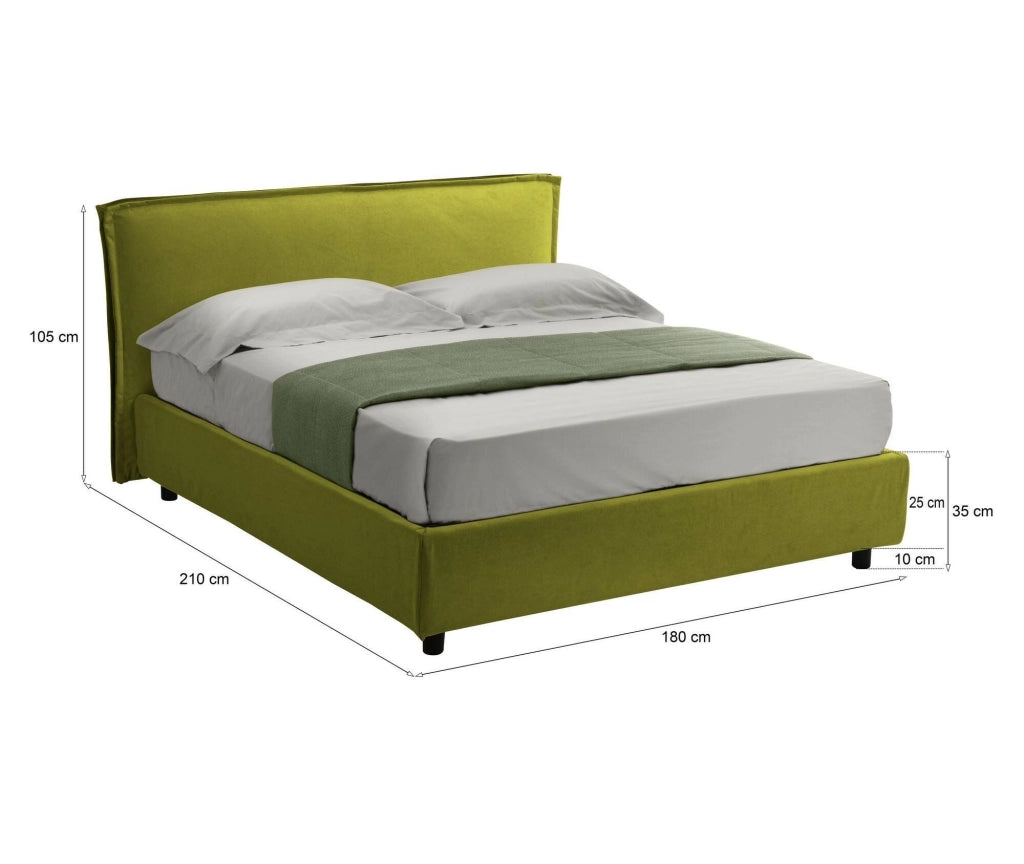 Letto Matrimoniale Brolo, Letto Matrimoniale Sfoderabile Made in Italy, Verde